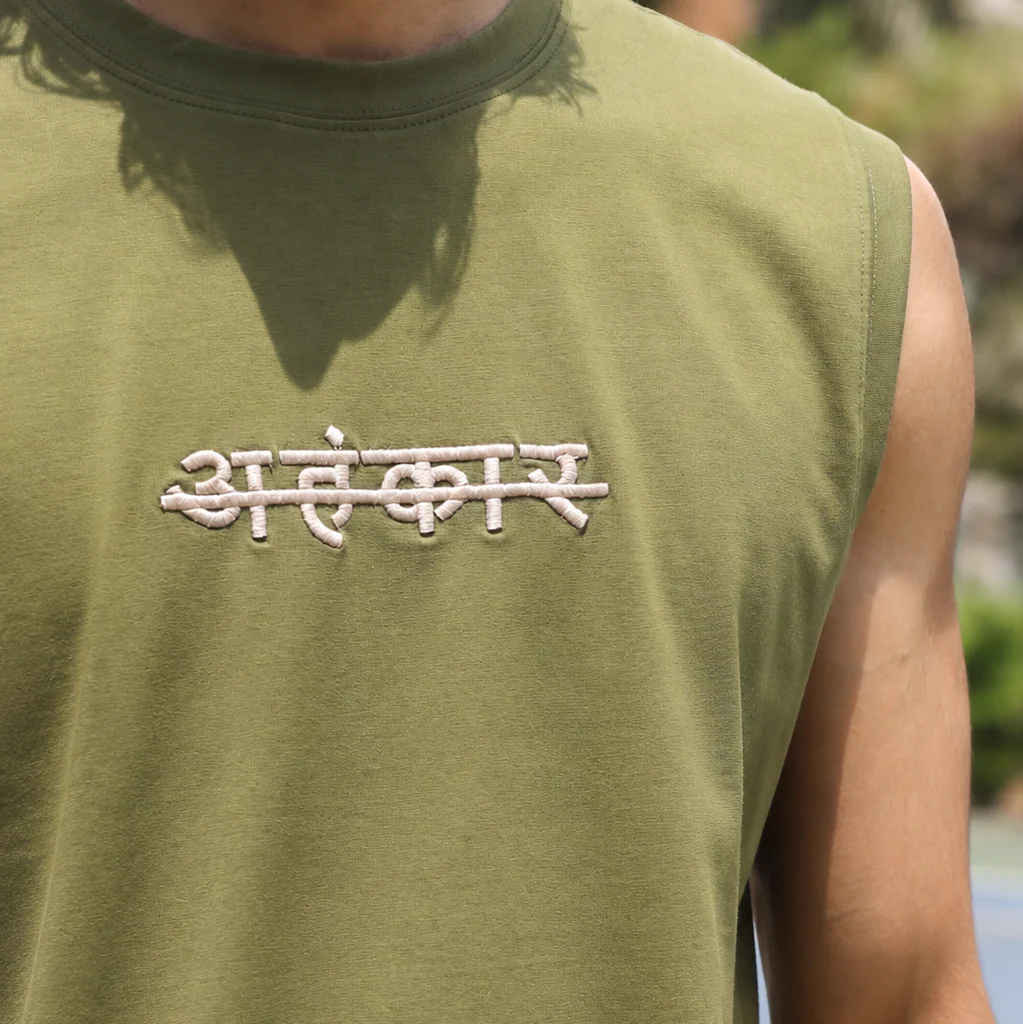 OLIVE GREEN EMBROIDERED TANK - Image 3